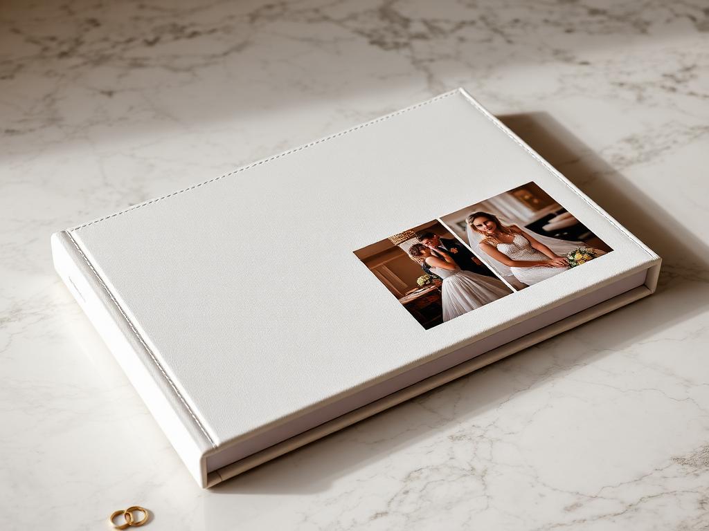 luxury wedding album with wedding photos